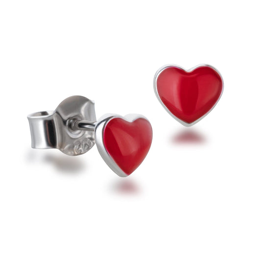 Ohrringe Schöner-SD Kleine Herz Ohrstecker rot 925 Silber Schöner-SD 