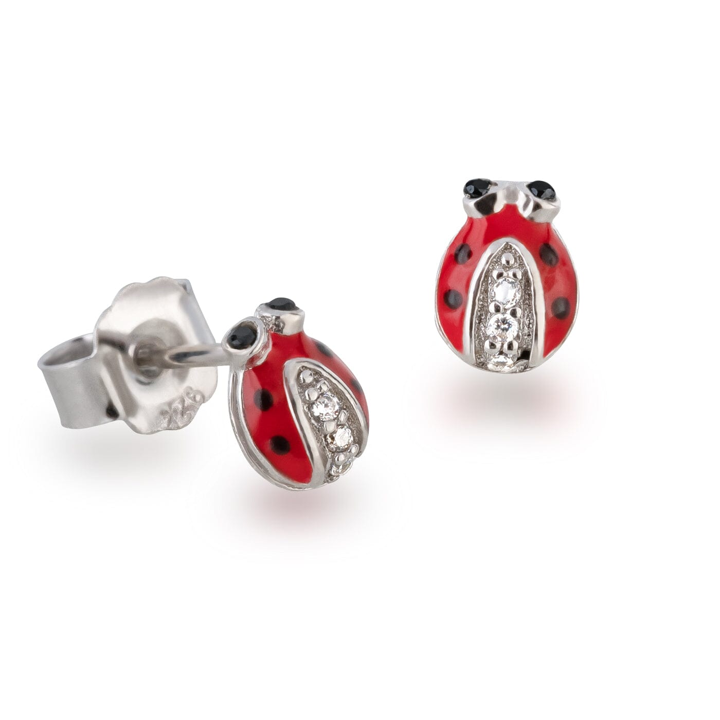 Ohrringe Kinderohrringe Marienkäfer 925 Silber mit Zirkonia Schöner-SD 