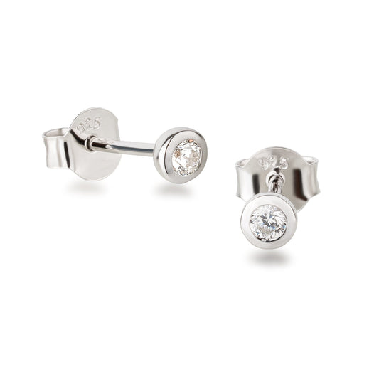 Ohrringe Ohrstecker 925 Silber kleiner Zirkonia Stein 2,5 mm Schöner-SD 