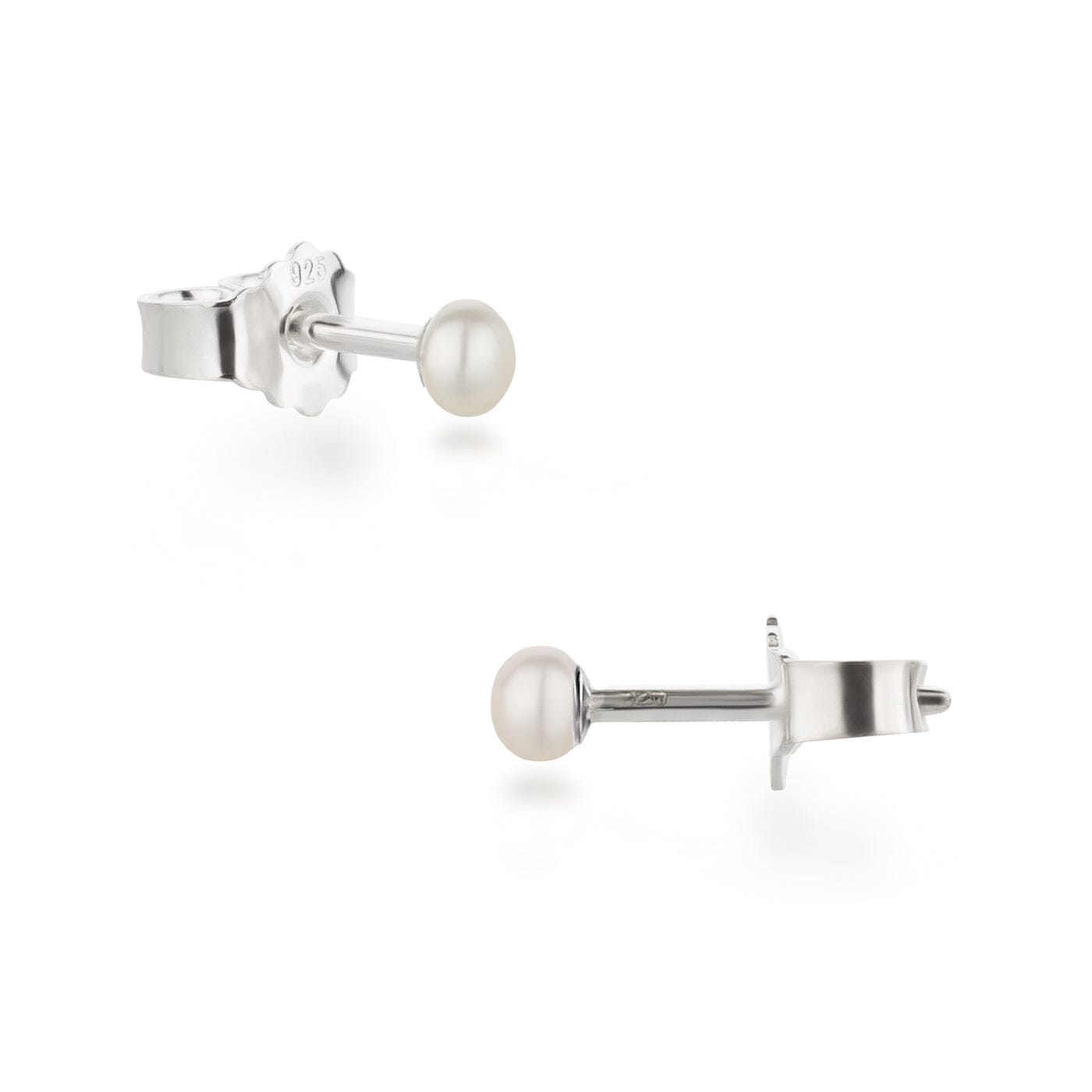Ohrringe 3 mm Perlen Ohrstecker 925 Silber mit Süßwasserperlen in AAAA-Qualität Schöner-SD 