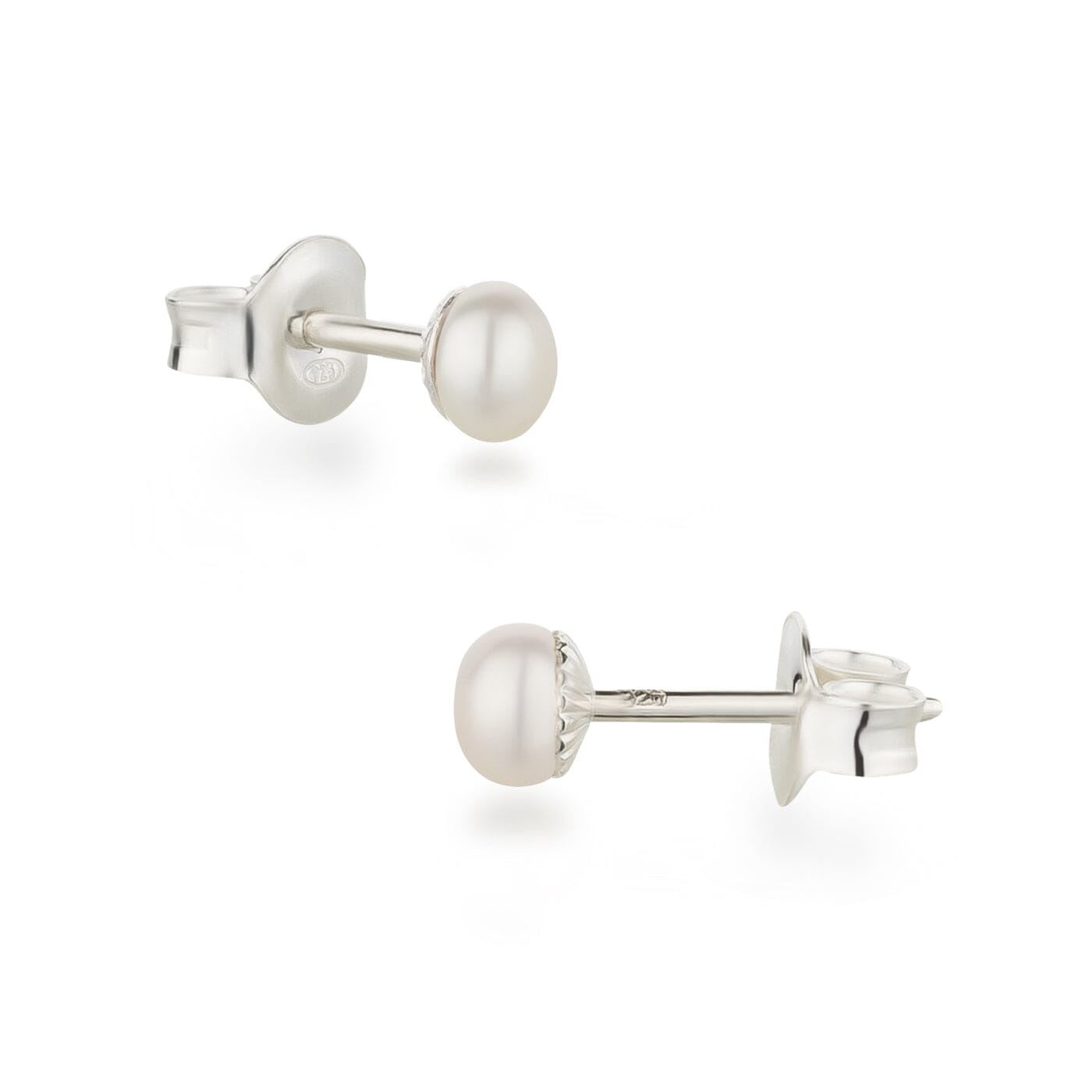 Ohrringe 4 mm Perlen Ohrstecker 925 Silber mit Süßwasserperlen in AAAA-Qualität Schöner-SD 