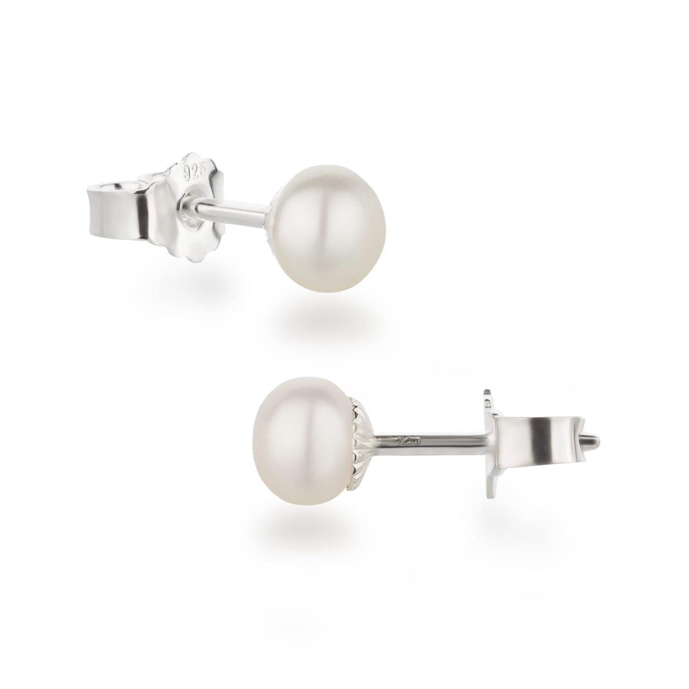 Ohrringe 5 mm Perlen Ohrstecker 925 Silber mit Süßwasserperlen in AAAA-Qualität Schöner-SD 