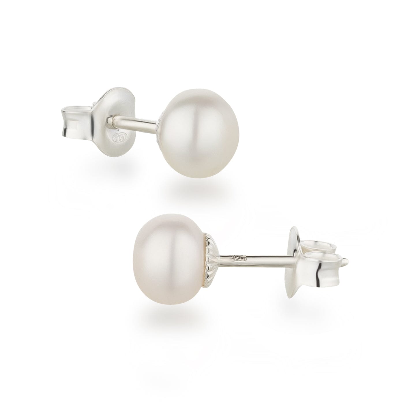 Ohrringe 6 mm Perlen Ohrstecker 925 Silber mit Süßwasserperlen in AAAA-Qualität Schöner-SD 