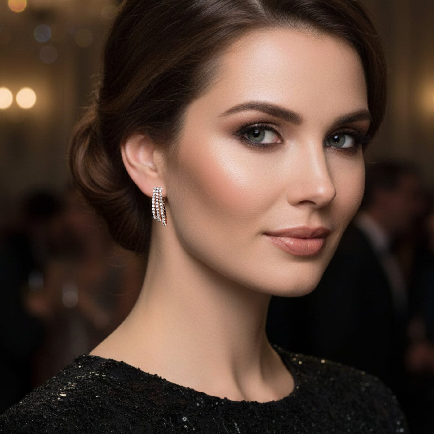 Ohrringe Strass Ohrringe 3-reihig hängend 925 Silber Schöner-SD 