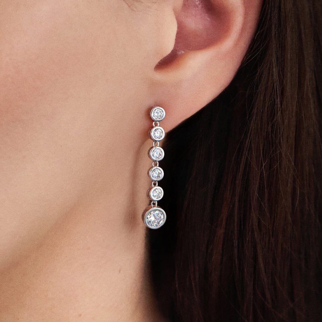 Ohrringe Ohrringe mit 6 Zirkonia lang Stecker 925 Silber Schöner-SD 