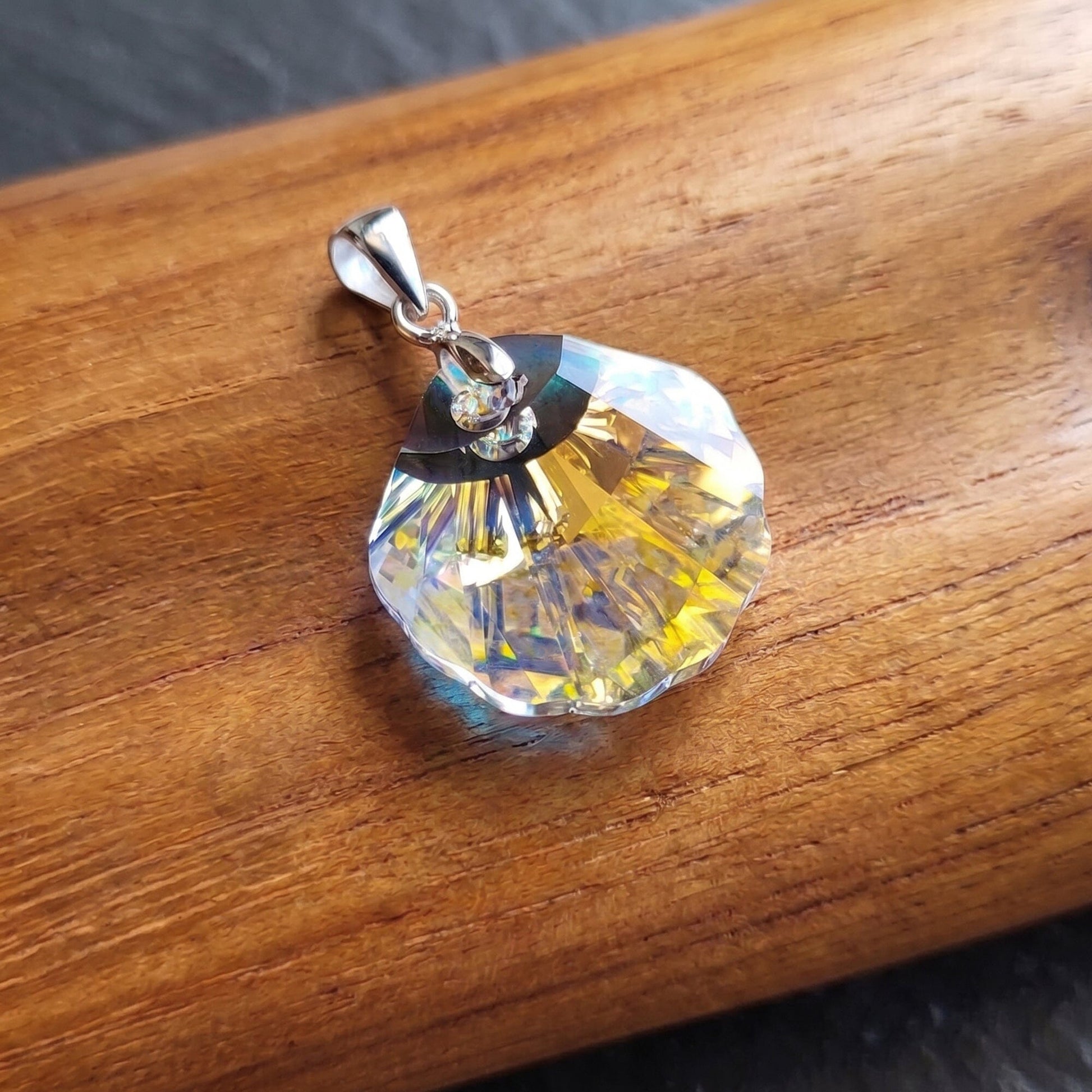 Anhänger Muschel Markenkristall Anhänger Crystal AB 925 Silber Schöner-SD 