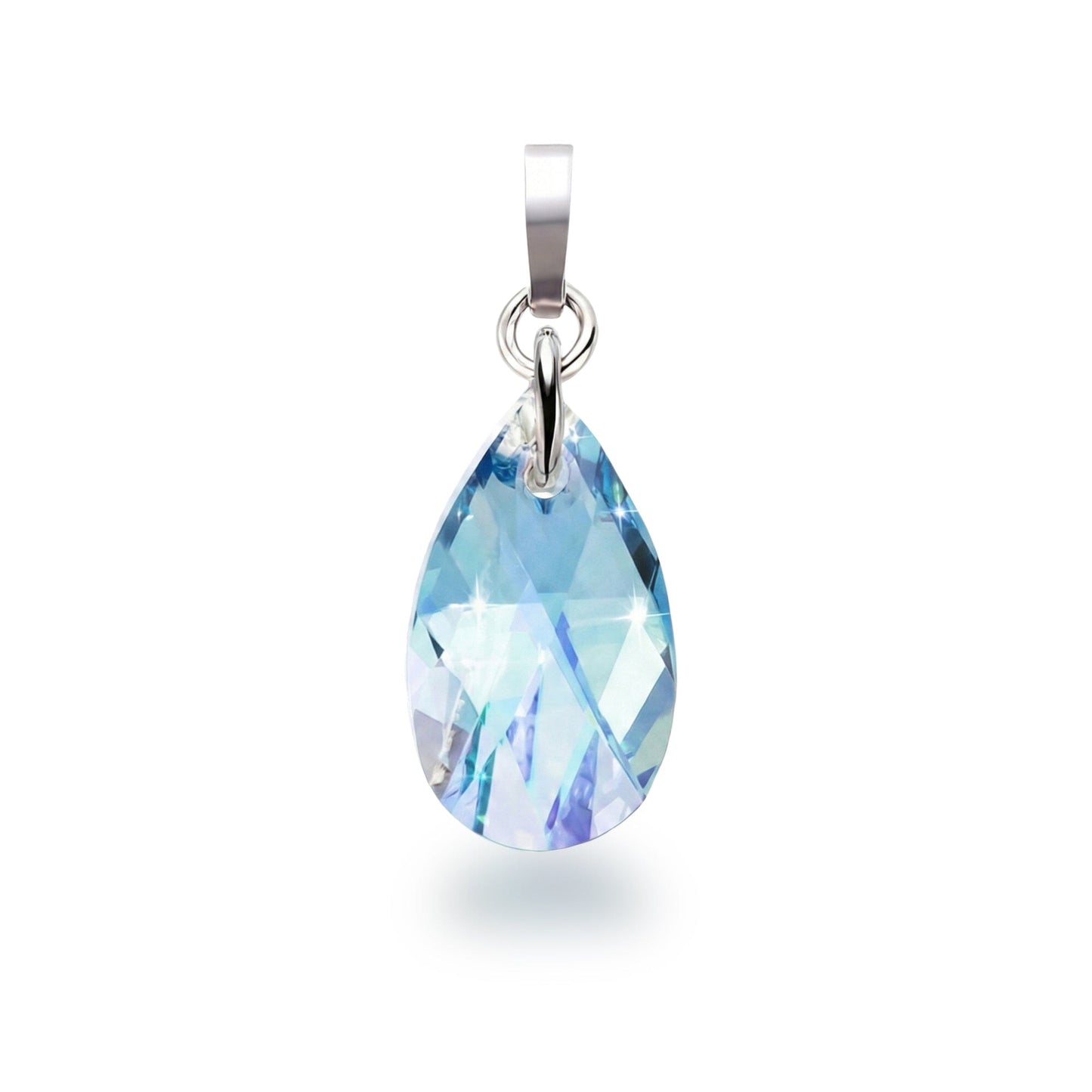 Anhänger Aquamarin - blau Kleiner Tropfen Anhänger 16mm Markenkristall, Farbwahl Schöner-SD 