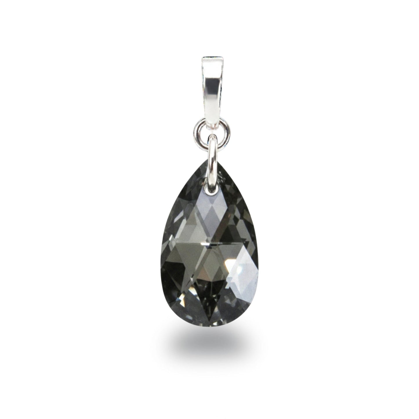 Anhänger Silver Night - grau Kleiner Tropfen Anhänger 16mm Markenkristall, Farbwahl Schöner-SD 