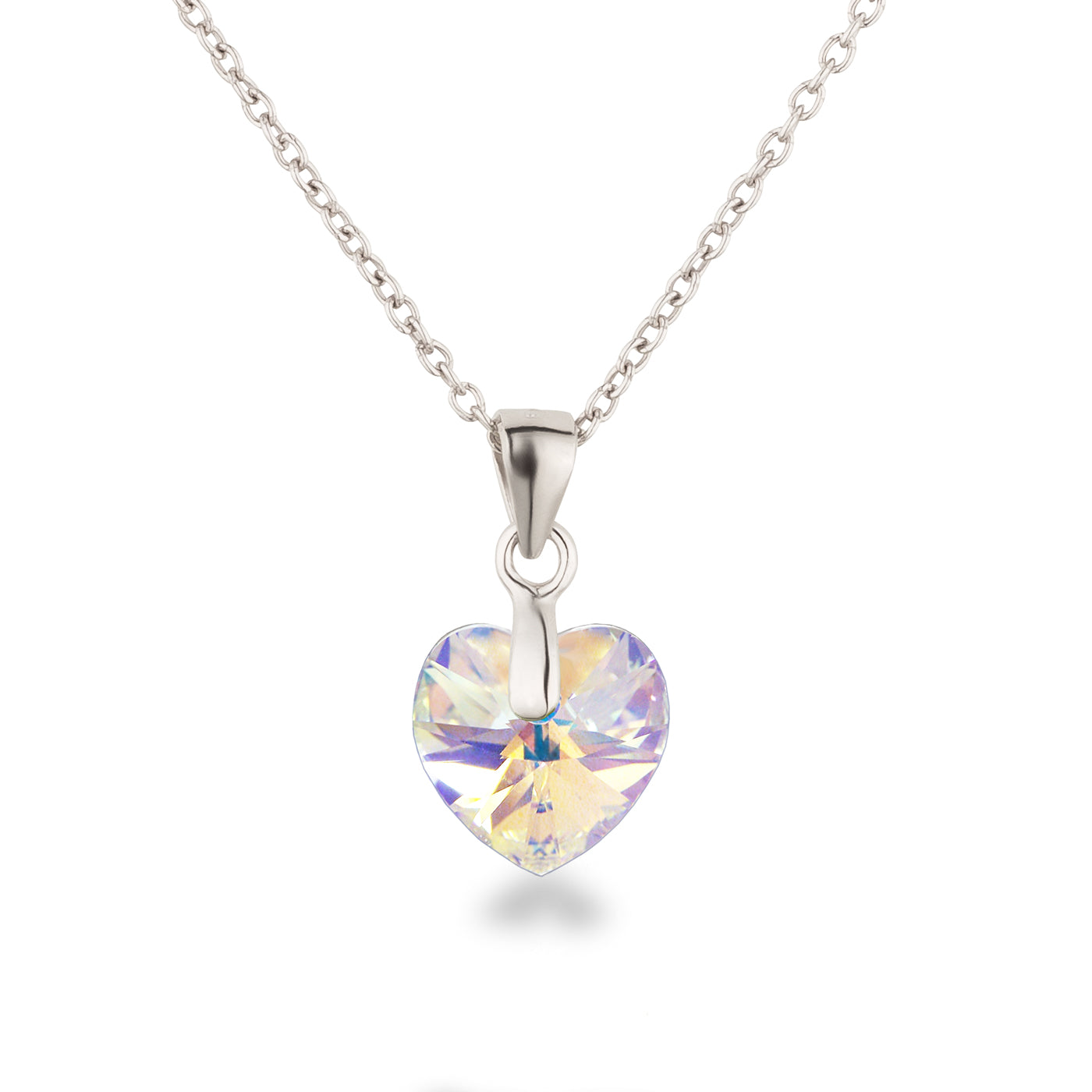 Kinderkette 925 Silber mit 10 mm Kristallherz Anhänger