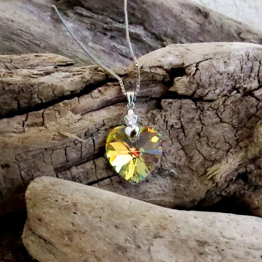 Kette mit Anhänger 925 Silber Damenkette mit Herz Kristall Schöner-SD 