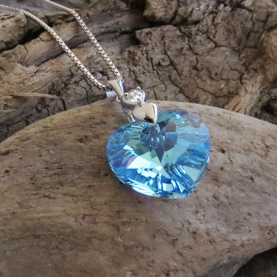Kette mit Anhänger 925 Silber Damenkette mit Herz Kristall Schöner-SD 