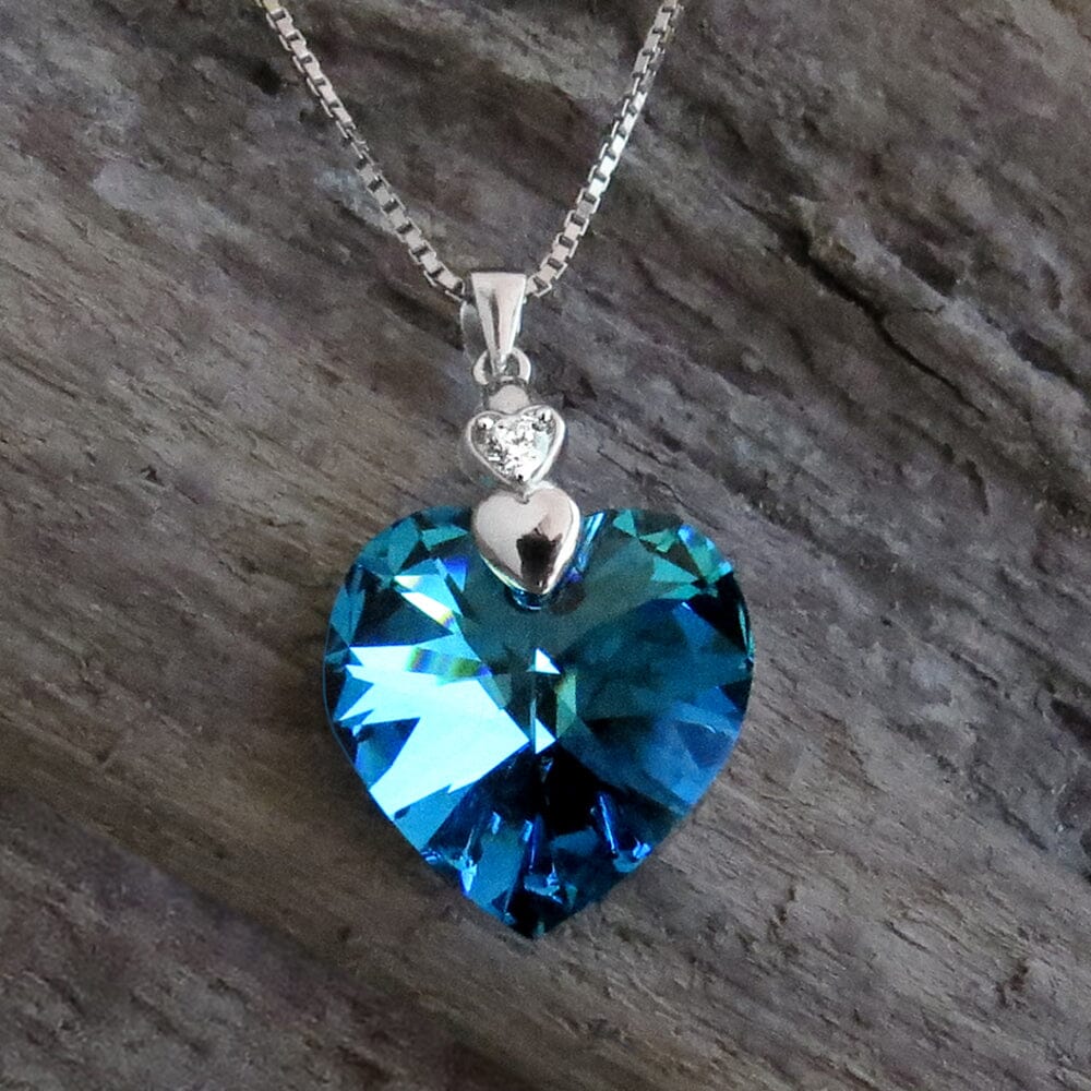 Kette mit Anhänger 925 Silber Damenkette mit Herz Kristall Schöner-SD 