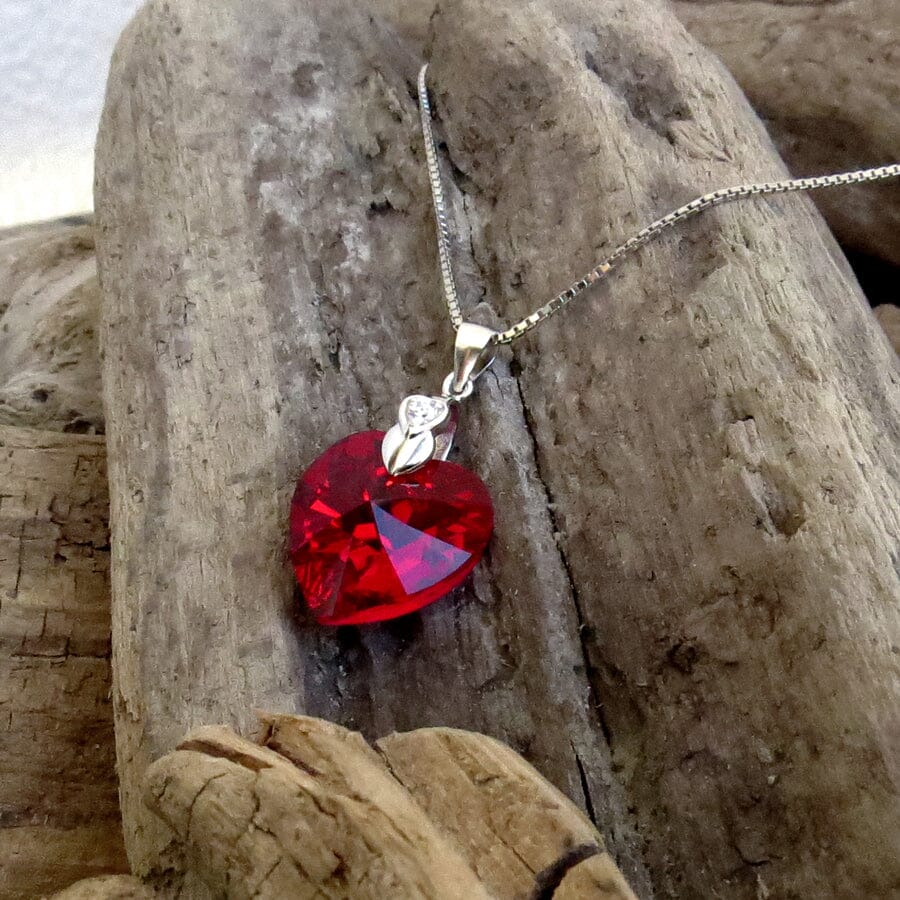 Kette mit Anhänger 925 Silber Damenkette mit Herz Kristall Schöner-SD 