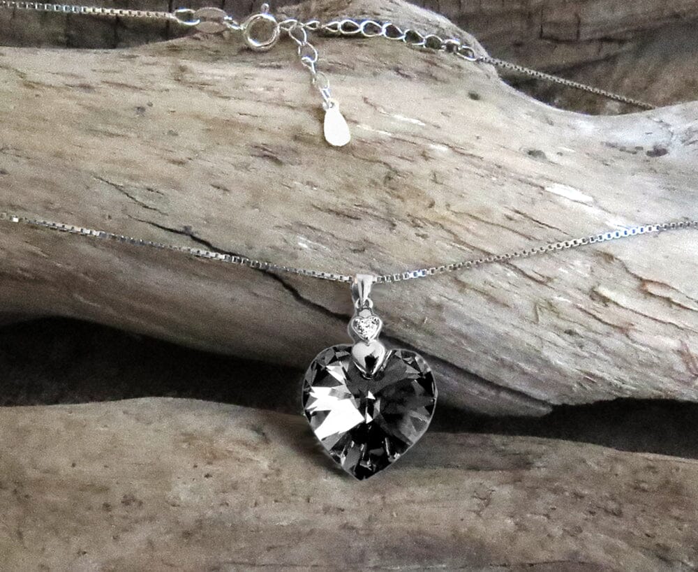 Kette mit Anhänger 925 Silber Damenkette mit Herz Kristall Schöner-SD 