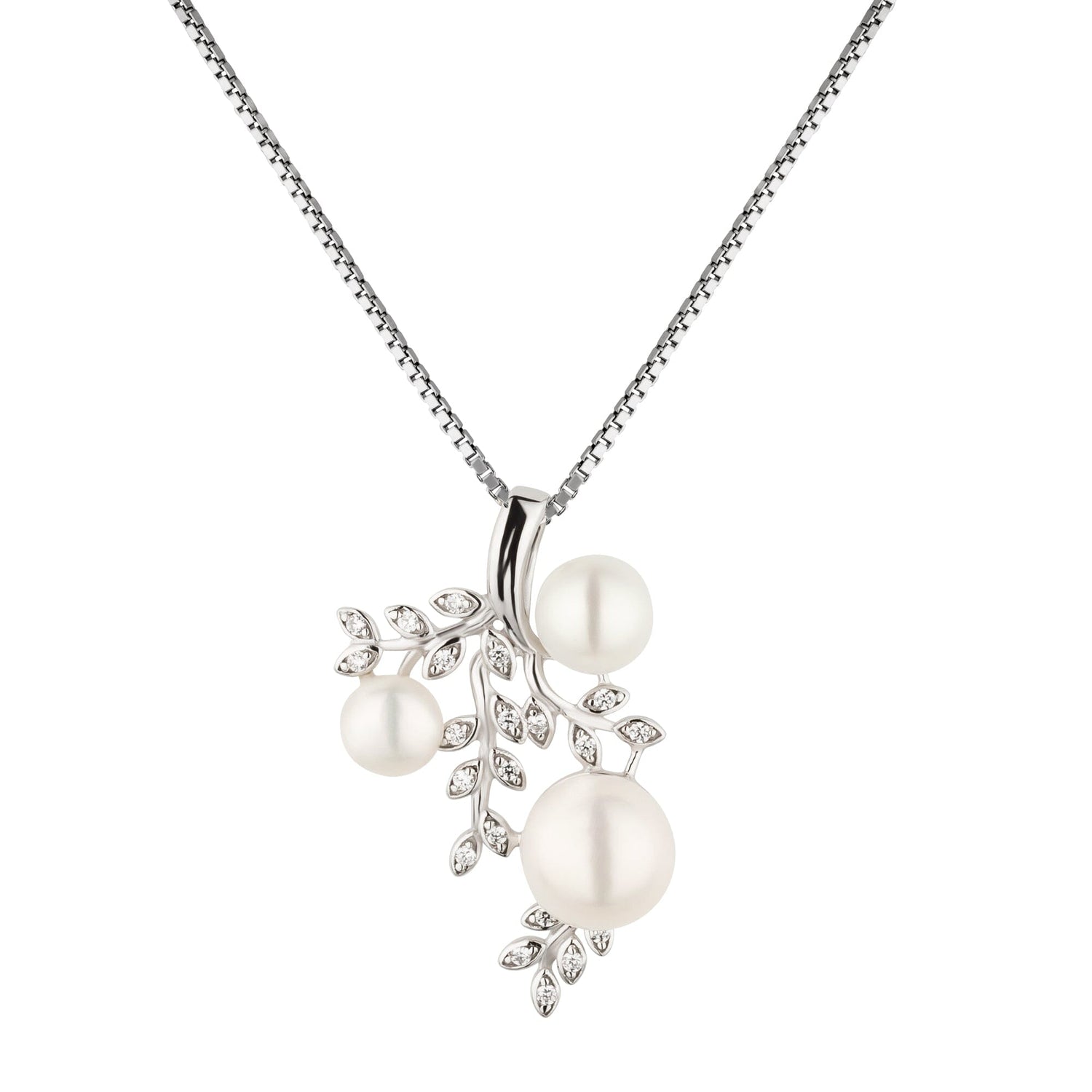 Kette mit Anhänger Perlenanhänger-Kette 925 Silber mit Süßwasserperlen und Zirkonia Schöner-SD 