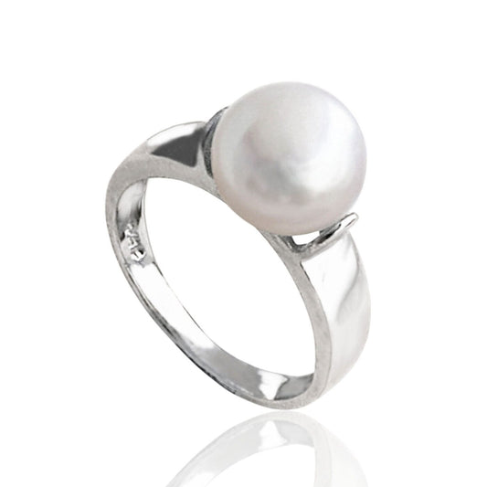 Ring Perlenring mit 9 mm großer Süßwasserperle 925 Silber Schöner-SD 
