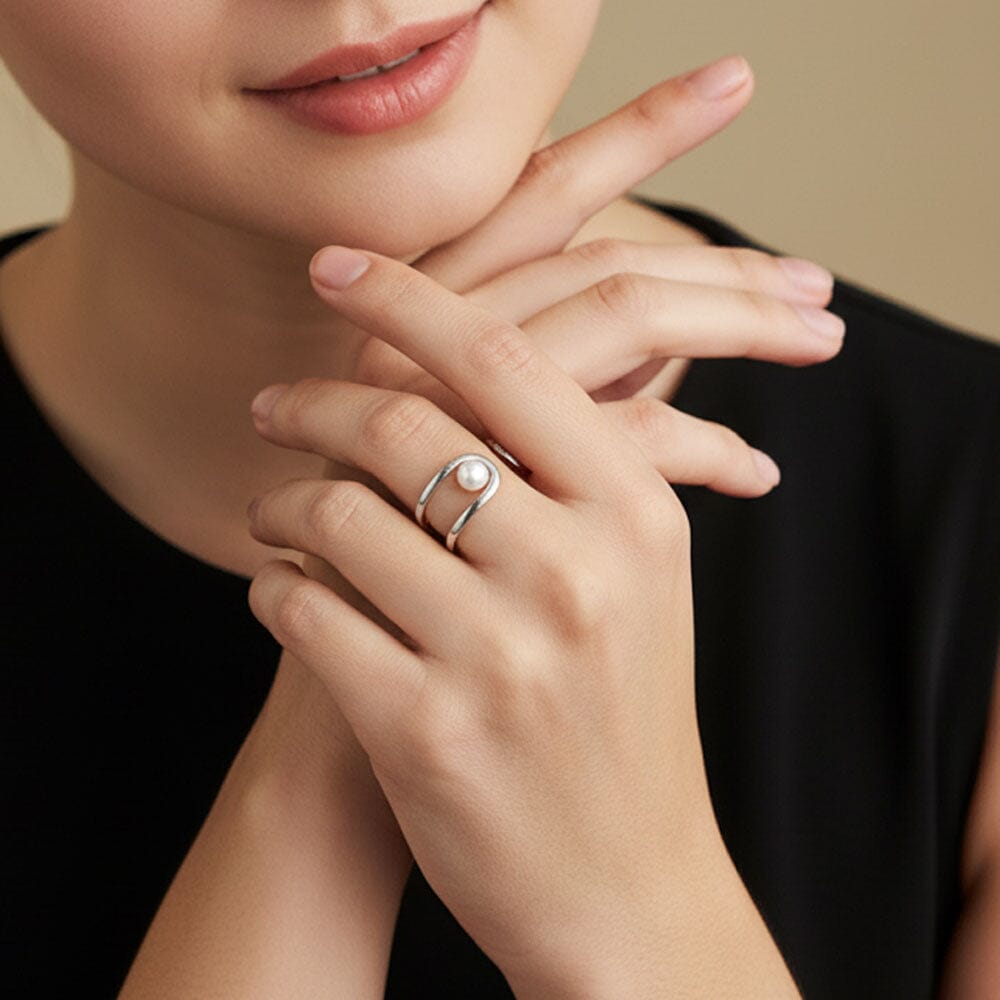 Ring Perlenring 925 Silber mit schwebender Perle Schöner-SD 