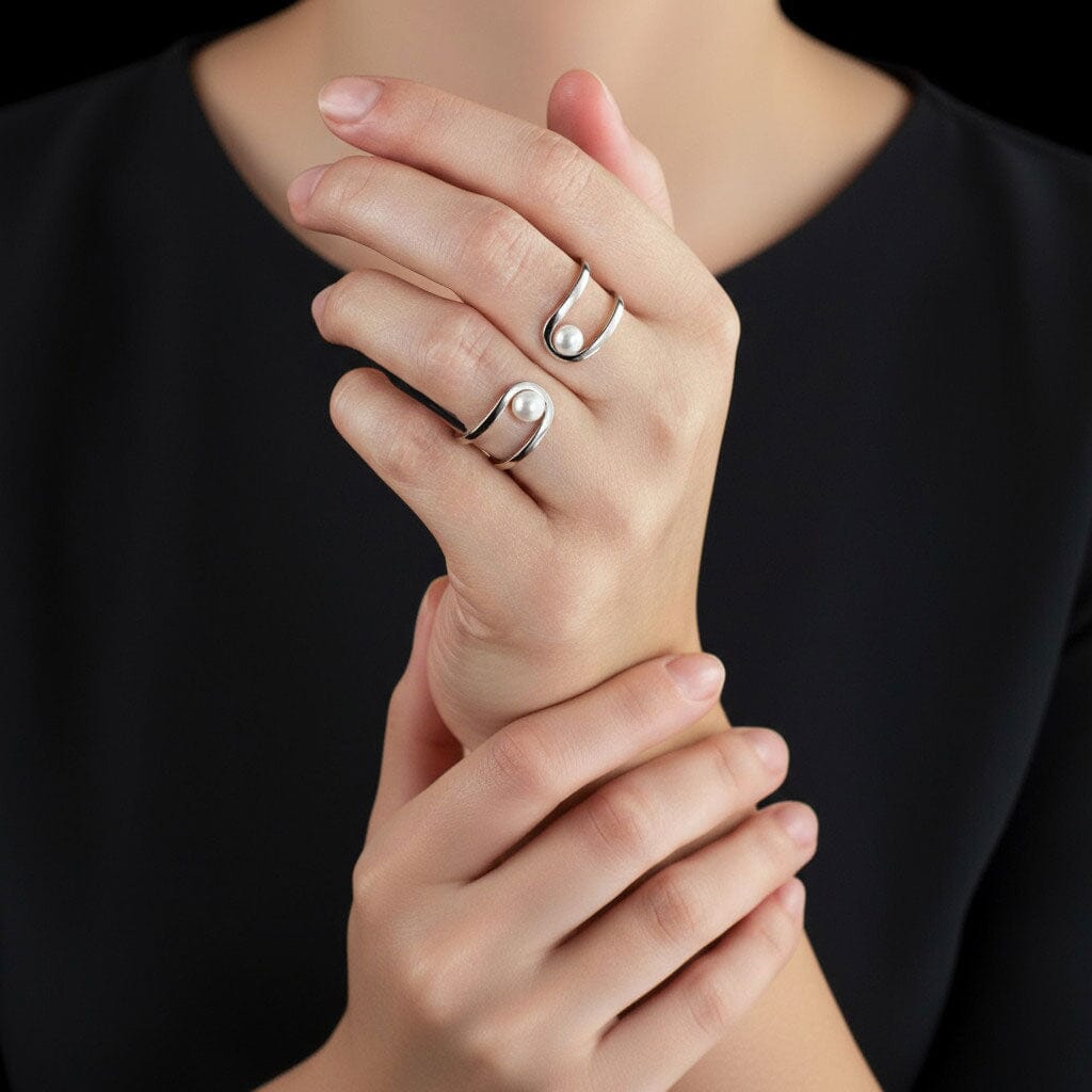 Ring Perlenring 925 Silber mit schwebender Perle Schöner-SD 