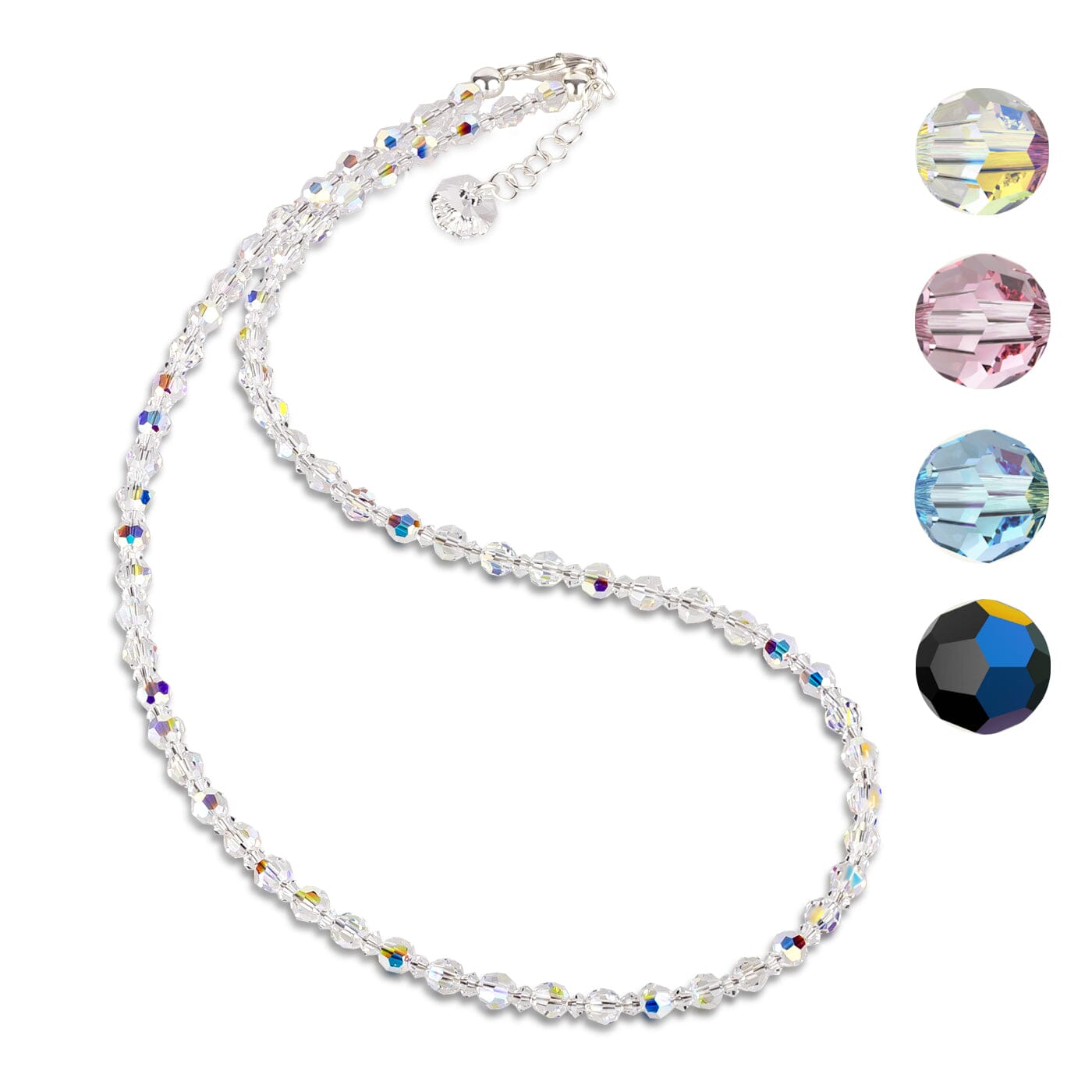 Halskette Halskette Kristallperlen Collier 4mm Perlen Farbwahl Schöner-SD 