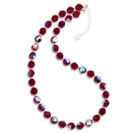 Halskette Halskette rot 8mm Kristallperlen Collier mit Markenkristall Schöner-SD 