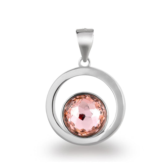 Anhänger Vintage Rose - rosa Runder Anhänger 925 Silber glänzend mit Kristall Stein Schöner-SD 