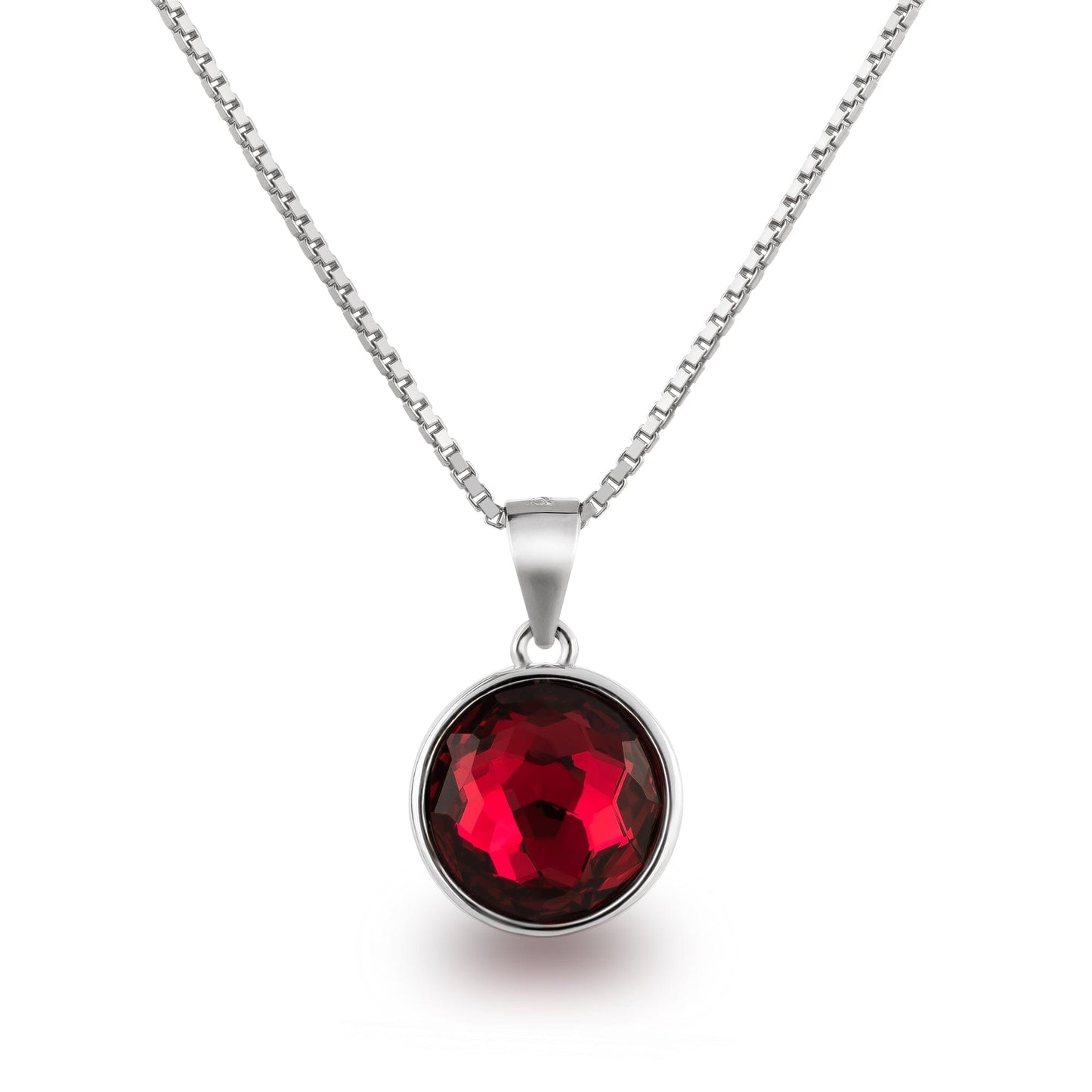 Anhänger runder Kristall mit Venezianerkette 45cm 925 Silber Kette mit Anhänger Schöner-SD Scarlet Rot 