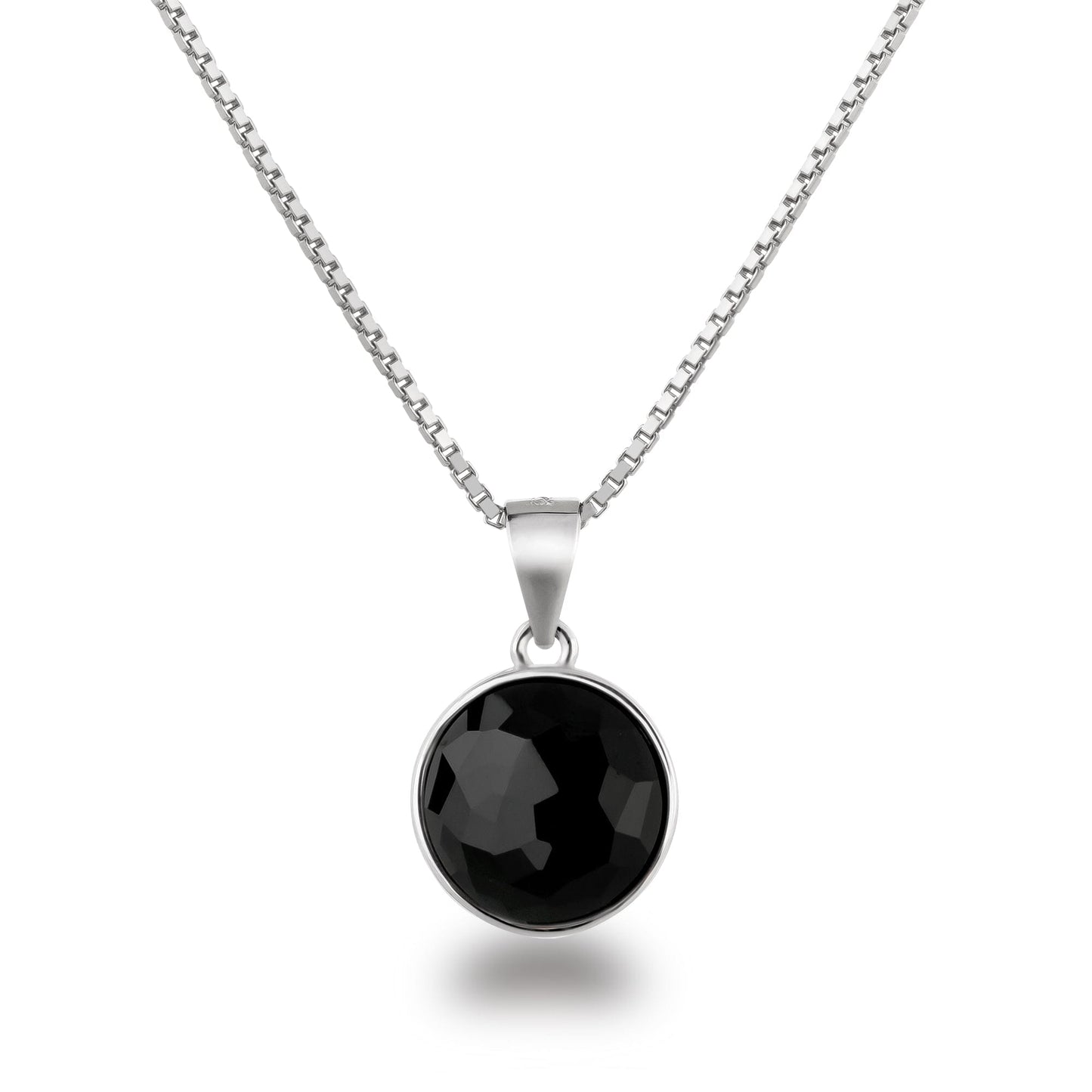 Anhänger runder Kristall mit Venezianerkette 45cm 925 Silber Kette mit Anhänger Schöner-SD Schwarz-Jet 