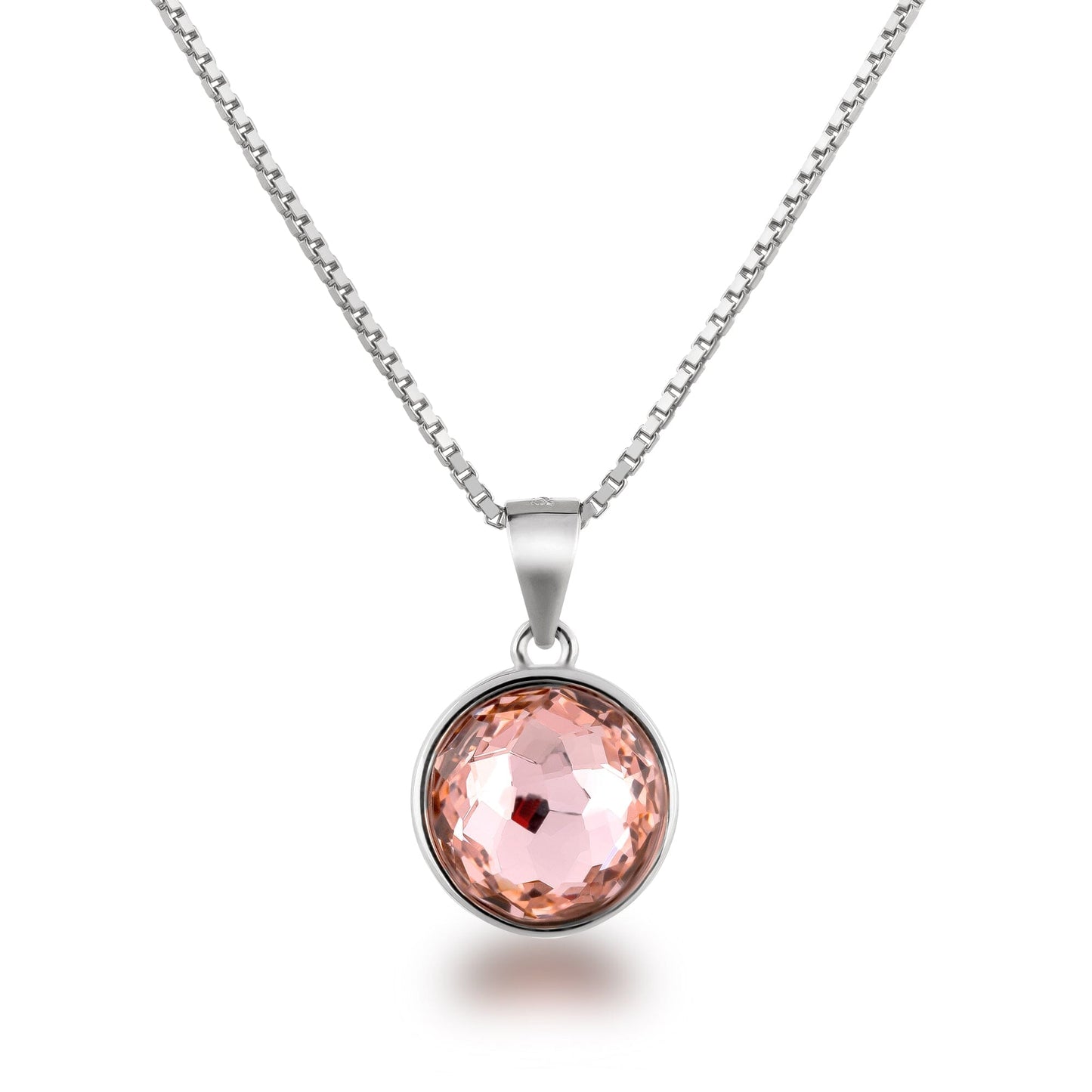 Anhänger runder Kristall mit Venezianerkette 45cm 925 Silber Kette mit Anhänger Schöner-SD Vintage Rose - rosa 