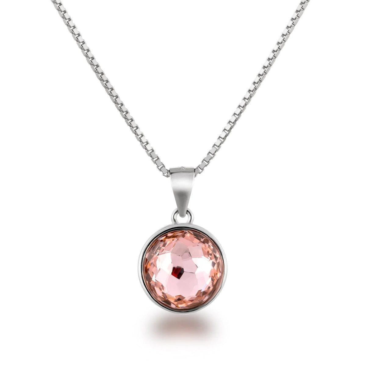 Anhänger runder Kristall mit Venezianerkette 45cm 925 Silber Kette mit Anhänger Schöner-SD Vintage Rose - rosa 