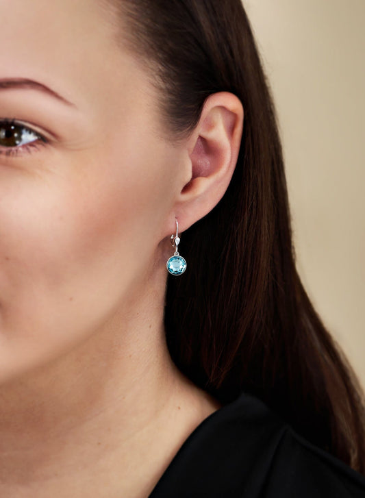 Ohrringe Hängeohrringe 925 Silber und hellblauer Kristall Schöner-SD 