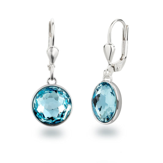 Ohrringe Aquamarin - blau Hängeohrringe 925 Silber und hellblauer Kristall Schöner-SD 