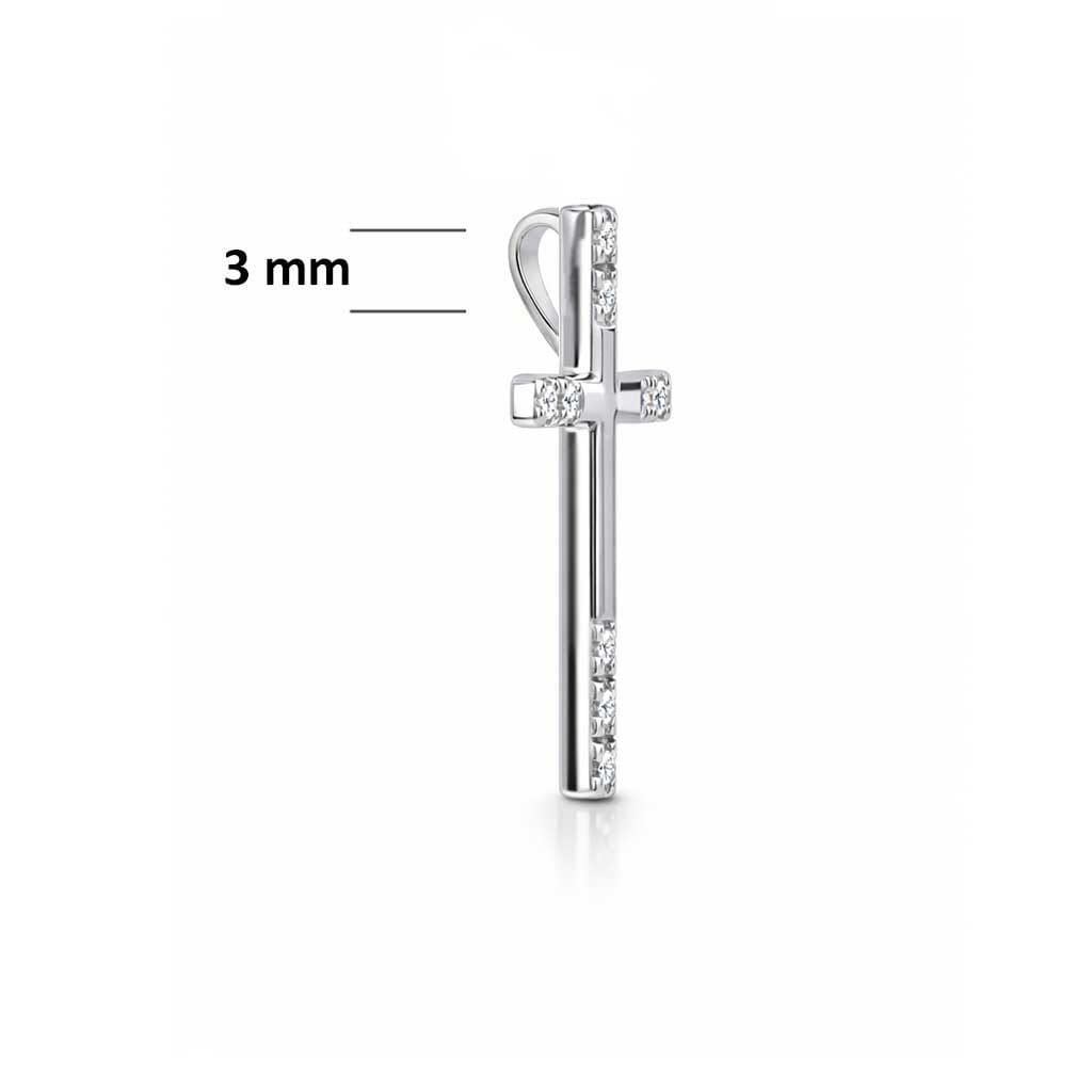 Graziler Kreuz Anhänger 22 mm aus 925 Silber von der Seite