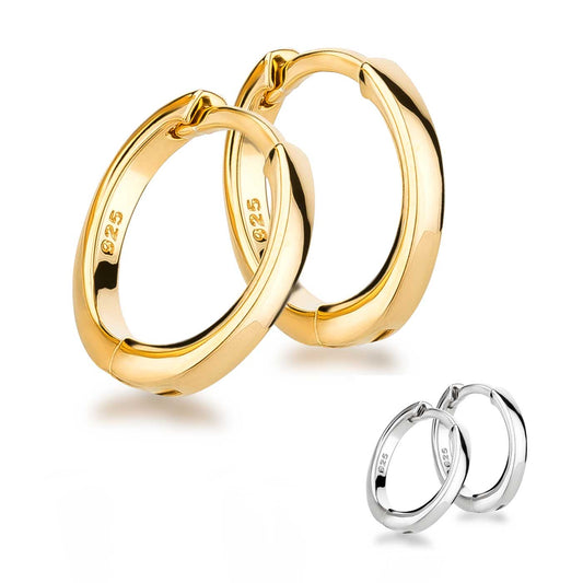 Massive Creolen 13 mm aus 925 Silber vergoldet und Silber