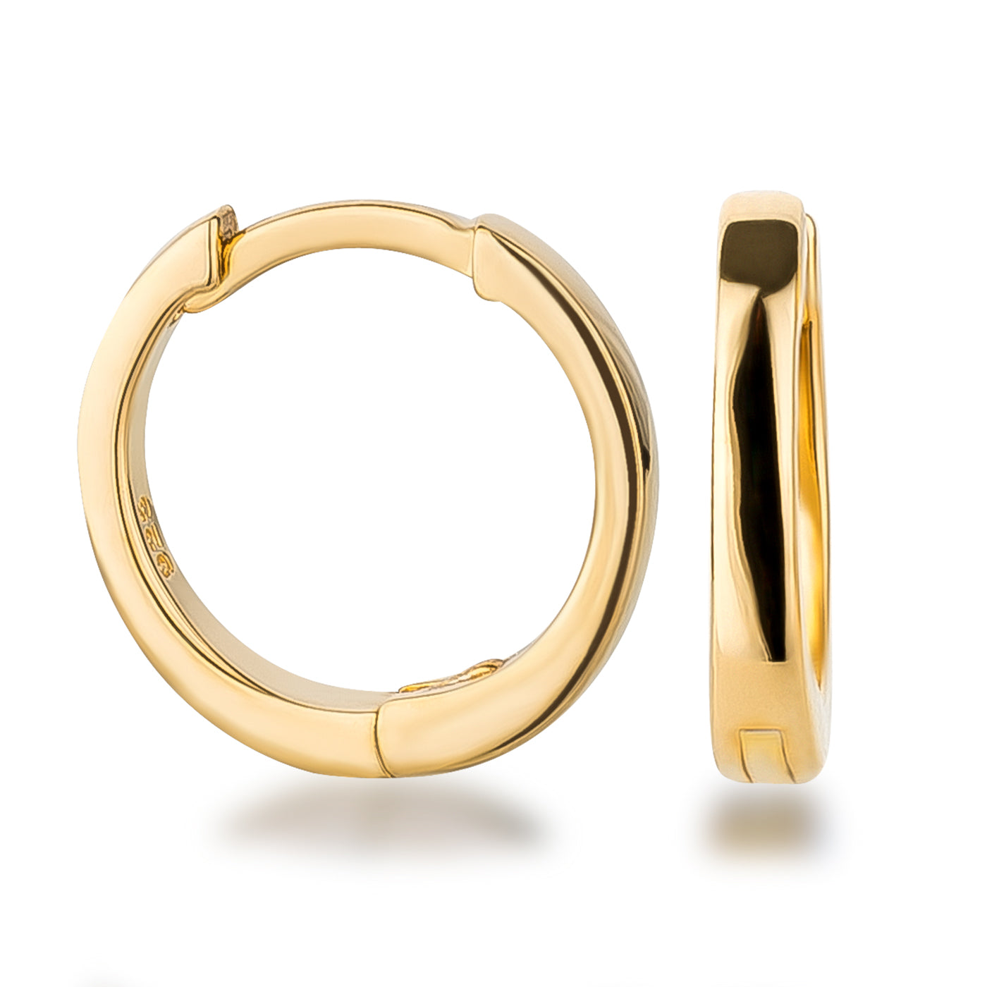 Massive Creolen 13 mm aus 925 Silber gelbgold vergoldet von von und Seite