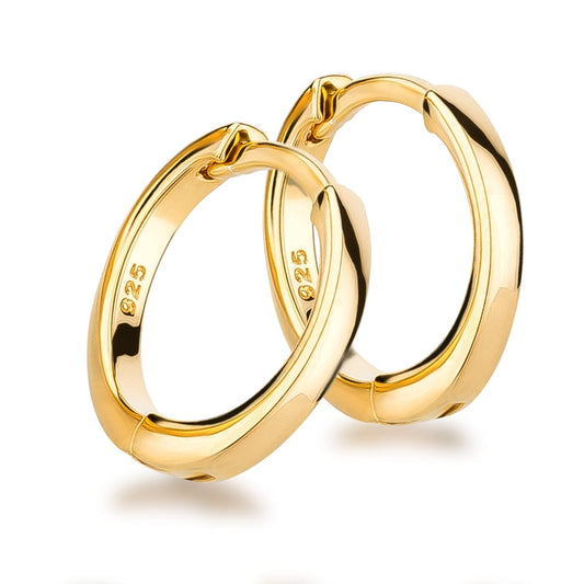 Massive Creolen 13 mm aus 925 Silber vergoldet Gelbgold