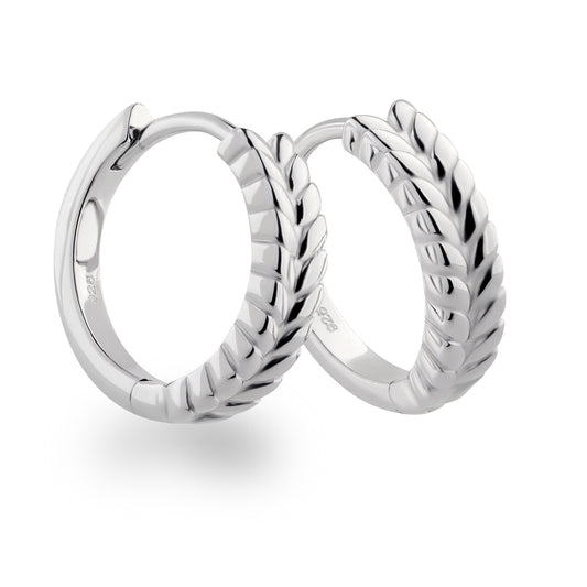 Klappcreolen 15 mm aus 925 Silber mit Ähren-Muster