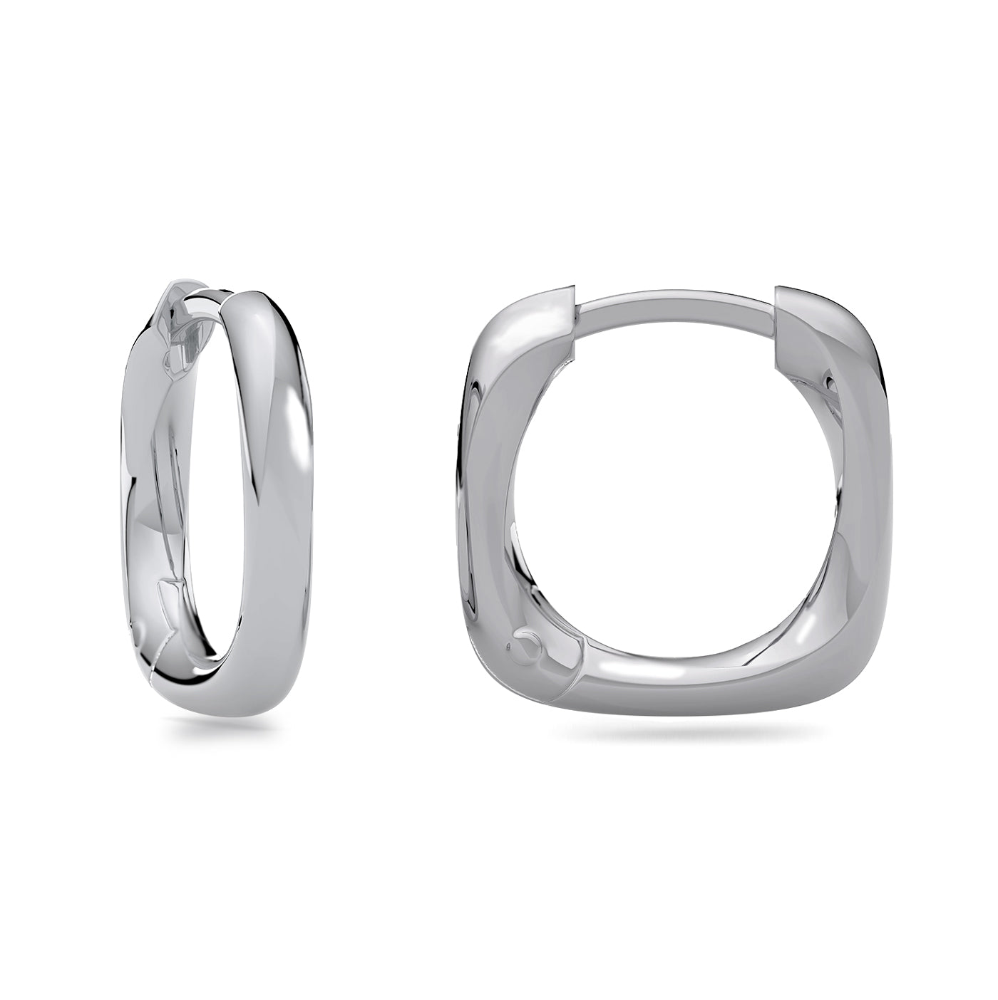 Eckige Creolen 13 mm aus 925 Silber rhodiniert