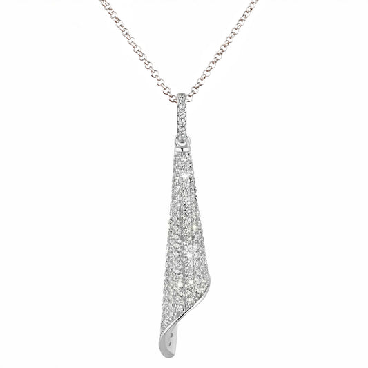 Twistet Ribbon Anhänger mit Kette aus 925 Silber rhodiniert und Zirkonia von vorn