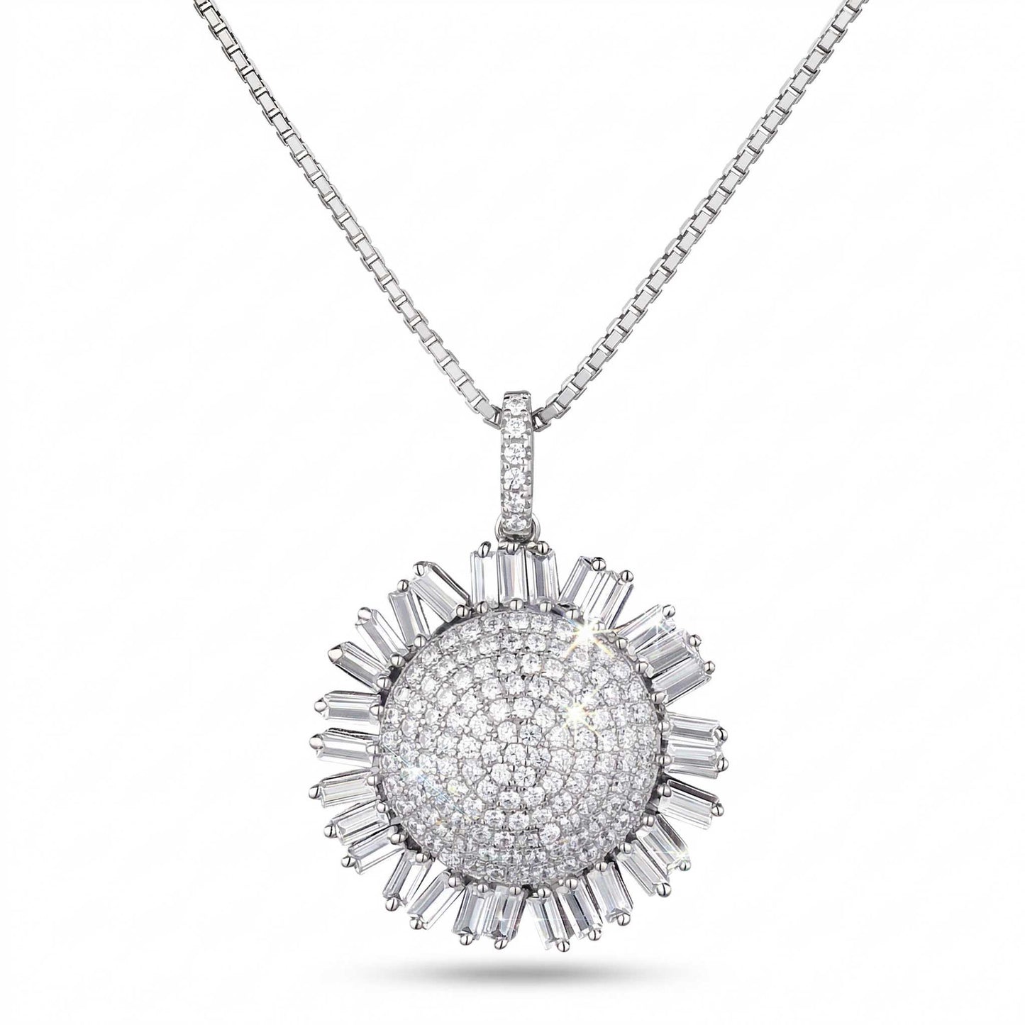 Silberkette 925 mit Sonnenblumen Anhänger aus Zirkonia Kristallen