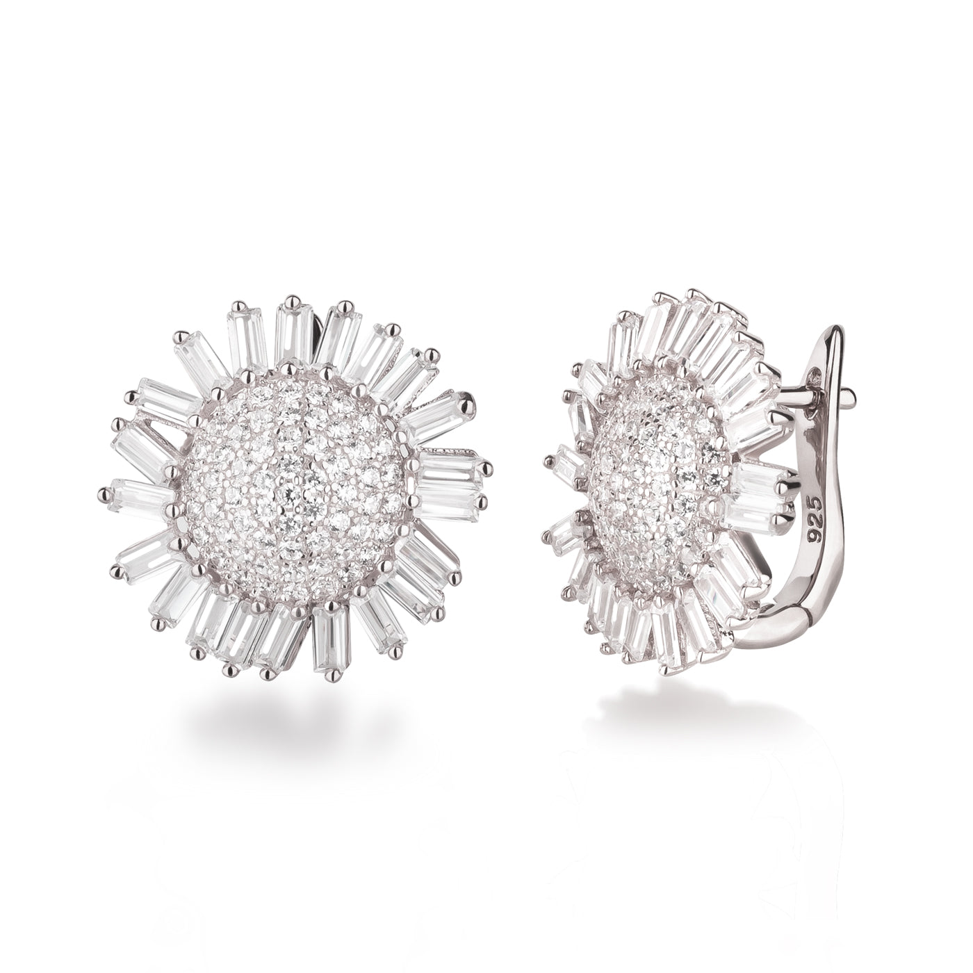 Sonnenblumen Ohrringe 18 mm aus 925 Sterlingsilber mit Kristallen