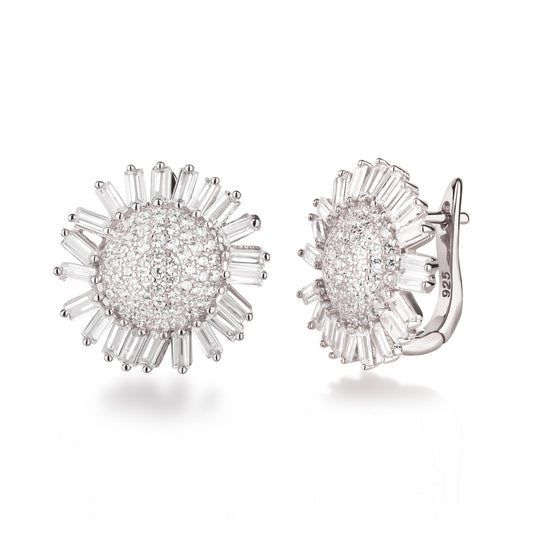 Sonnenblumen Ohrringe 18 mm aus 925 Sterlingsilber mit Kristallen