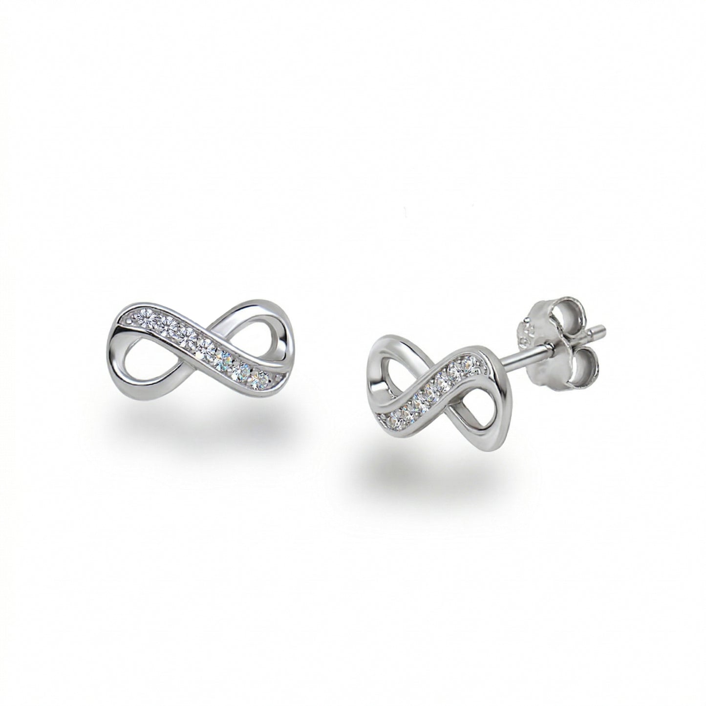 Infinity Ohrstecker aus 925 Silber mit Zirkonia im Unendlichkeits-Symbol