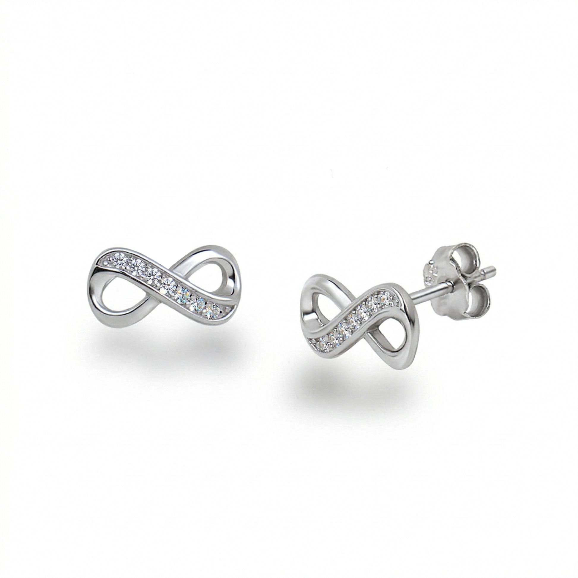 Infinity Ohrstecker aus 925 Silber mit Zirkonia im Unendlichkeits-Symbol
