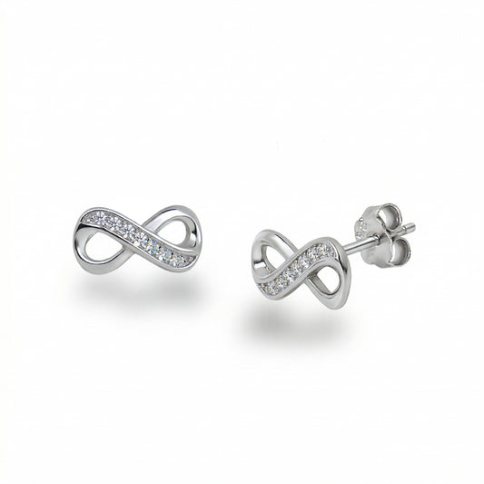 Infinity Ohrstecker aus 925 Silber mit Zirkonia im Unendlichkeits-Symbol