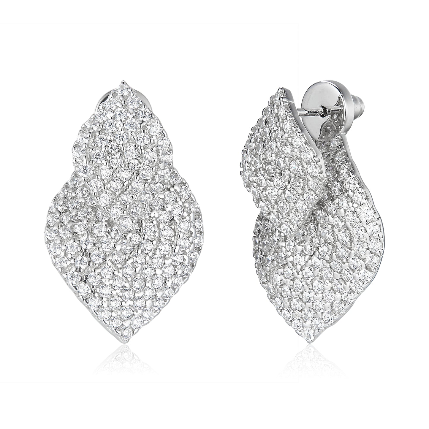 Zweiteilige Design-Ohrstecker aus 925 Silber mit Zirkonia Pavé