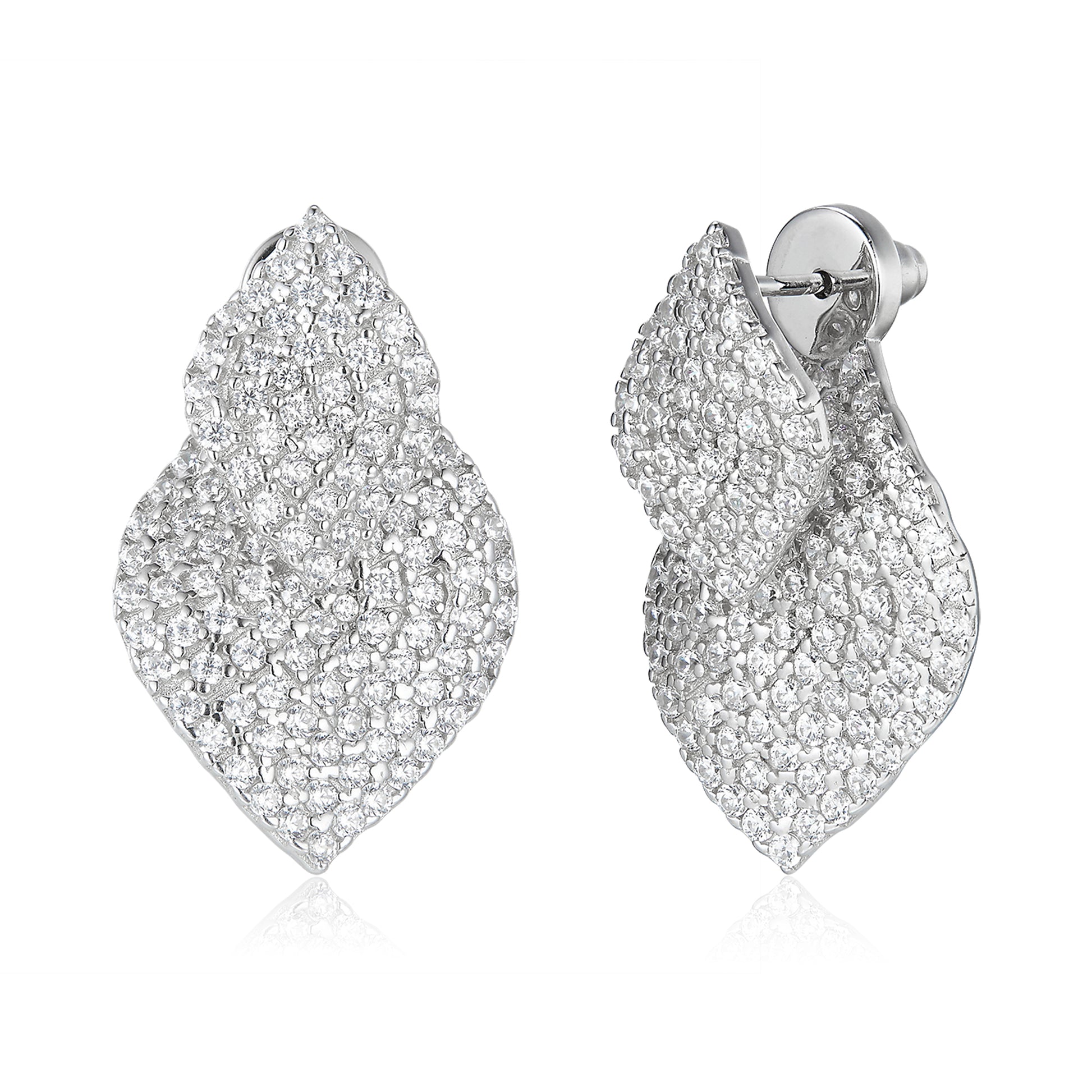 Zweiteilige Design-Ohrstecker aus 925 Silber mit Zirkonia Pavé