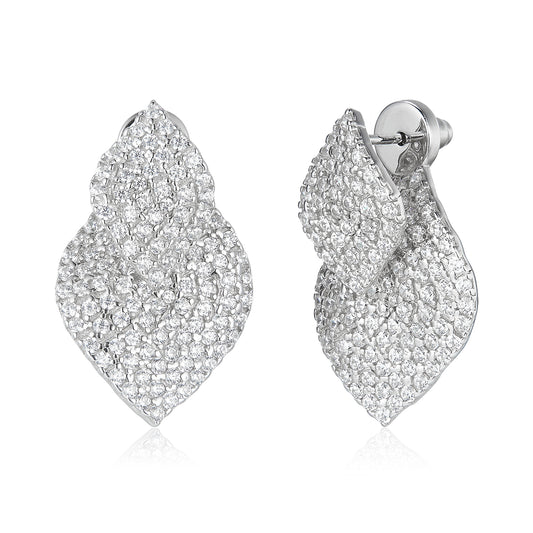 Zweiteilige Design-Ohrstecker aus 925 Silber mit Zirkonia Pavé