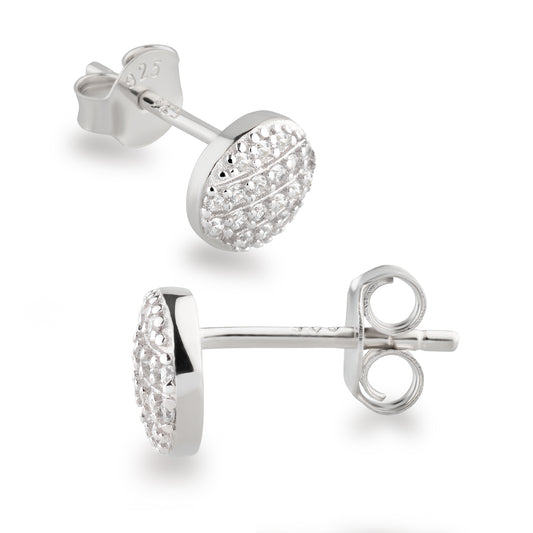 Kleine runde Ohrstecker 6,5 mm aus 925 Silber mit glitzerndem Zirkonia