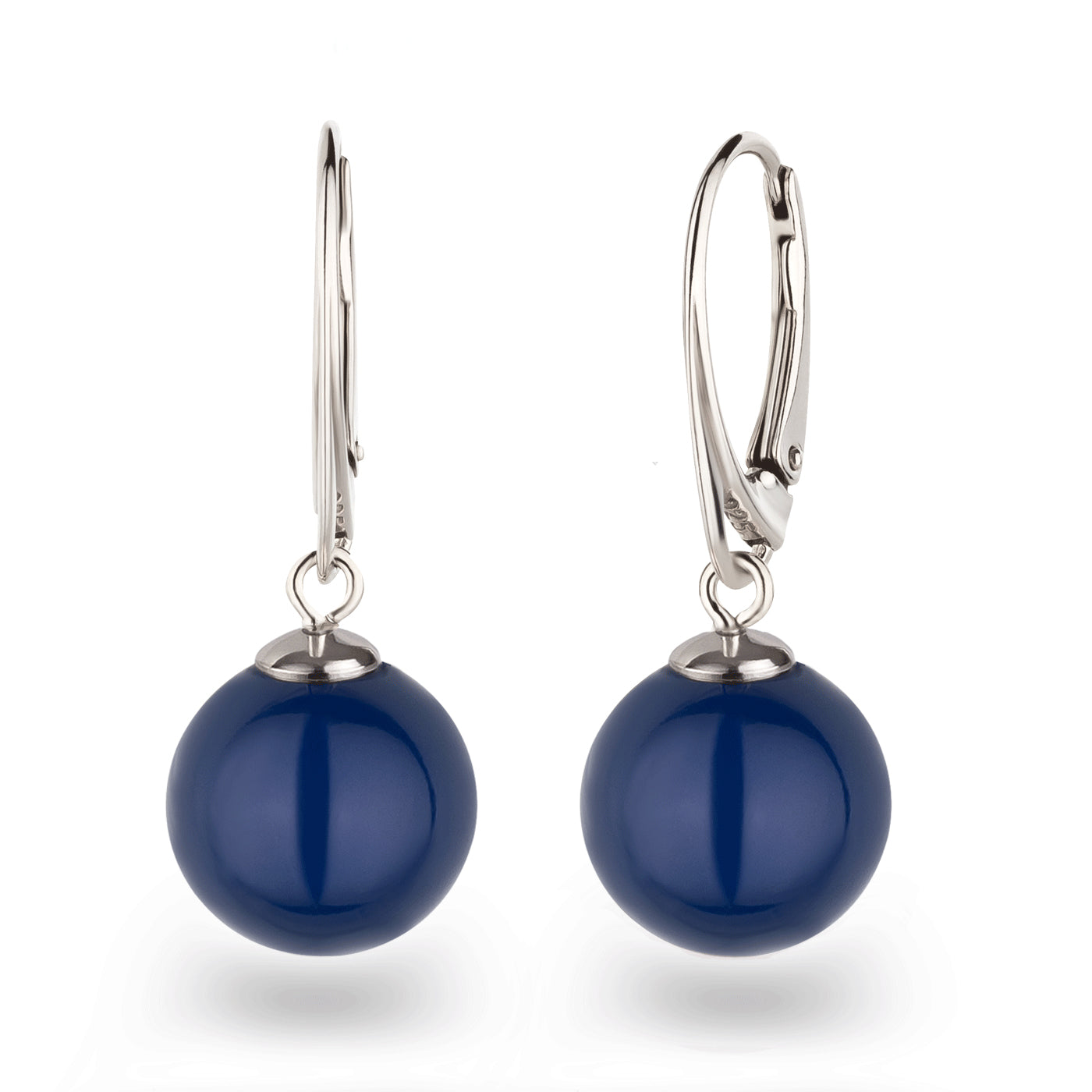 Hängende Perlenohrringe mit 12 mm Perlen aus 925 Silber in lapislazuli-blau