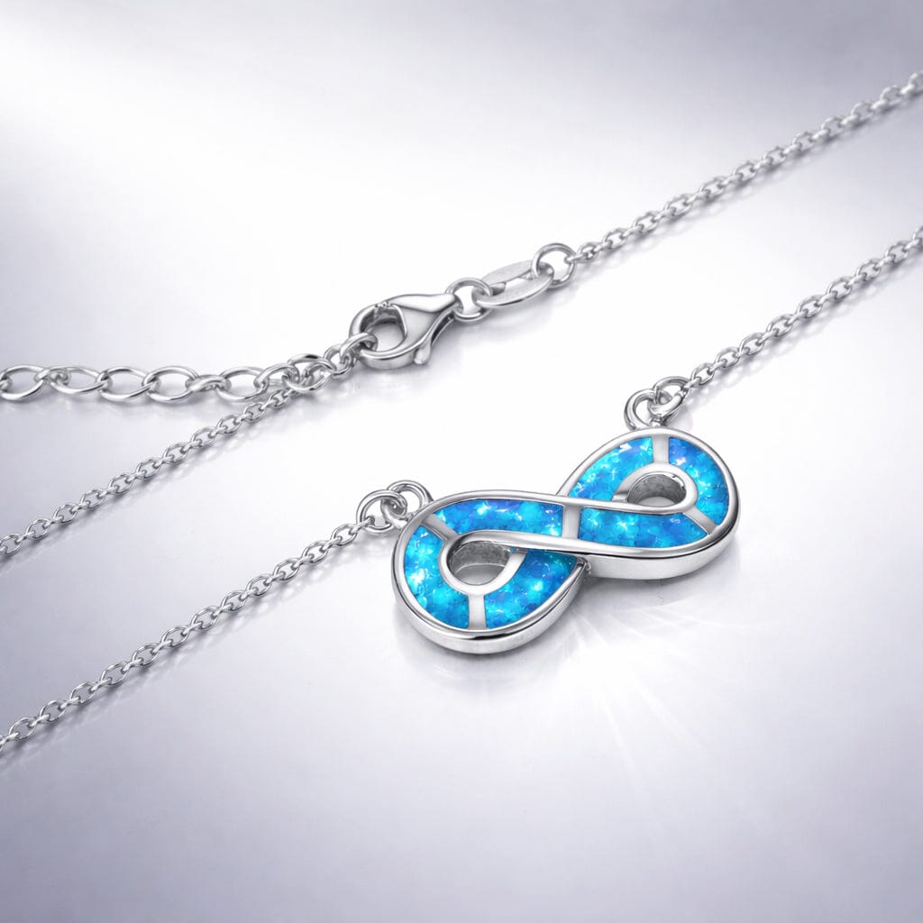 Schöner-SD Karabinerverschluss und 5 cm Verlängerungskette der Infinity Halskette aus 925 Silber rhodiniert.